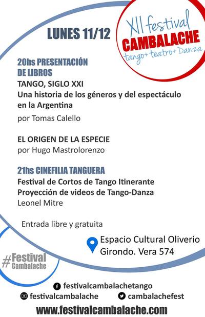Lunes 11/12 Presentacion  Libros + Cinefilia Tanguera